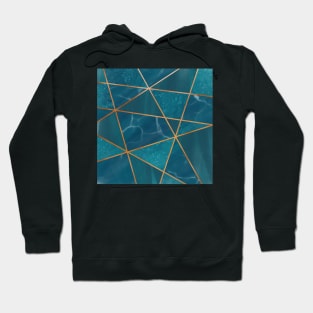 Teal and Gold Geometric Pattern Hoodie